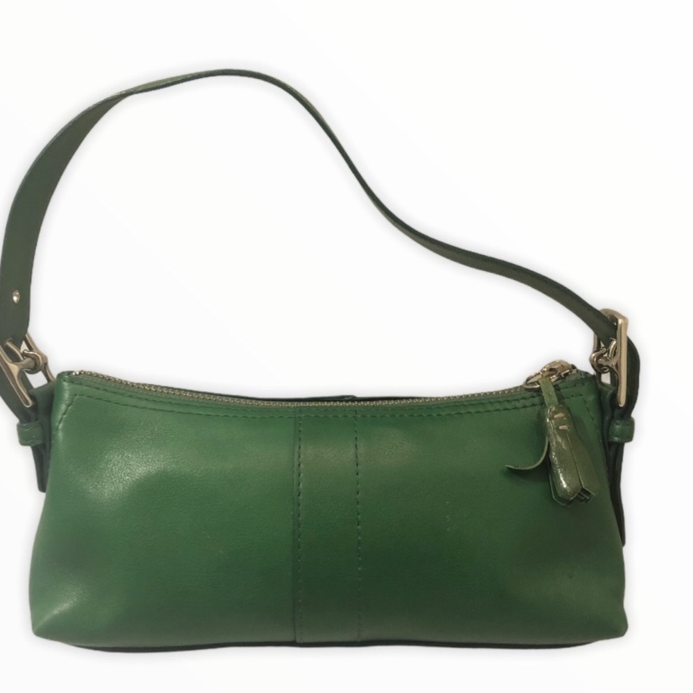 Coach green leather bag baguette